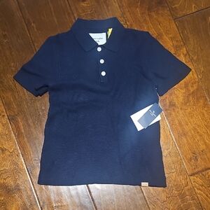 Abercrombie Sz 9-10 Kids Knit Dark Blue Polo Shirt
